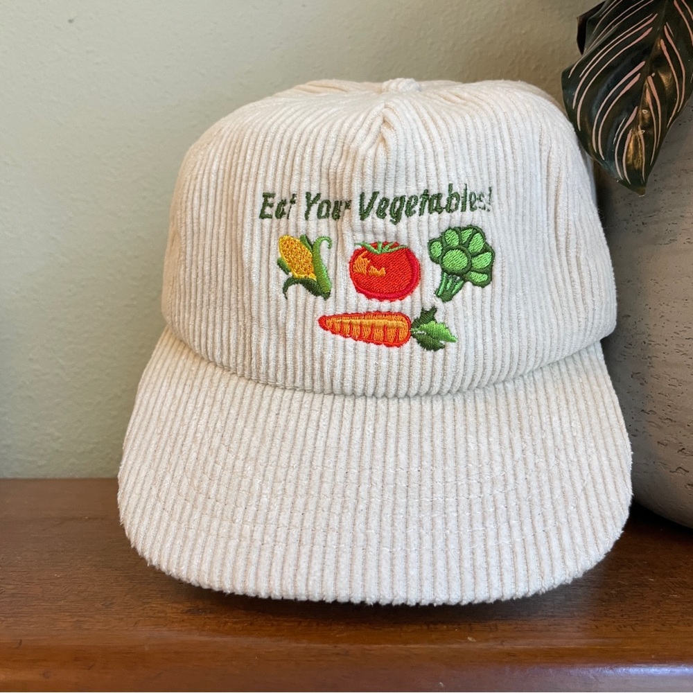 Eat Your Vegetables! Corduroy Embroidered Snapback Hat